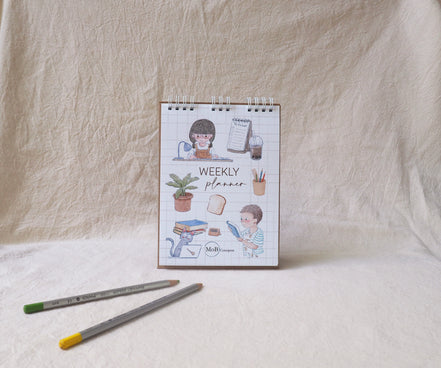 Weekly Planner with Study Time Illustrations