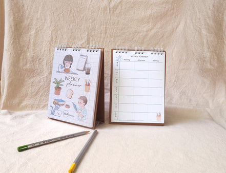 Weekly Planner with Study Time Illustrations
