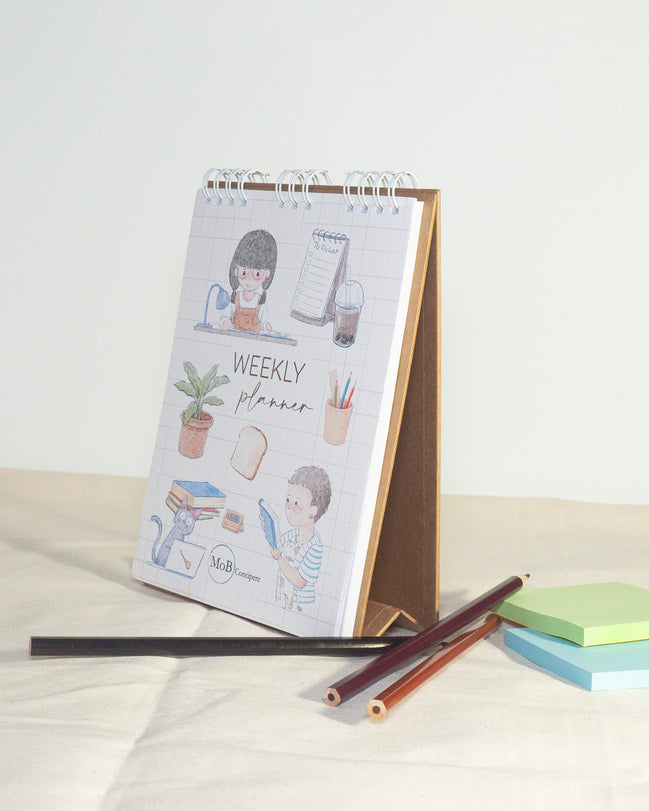 Weekly Planner with Study Time Illustrations