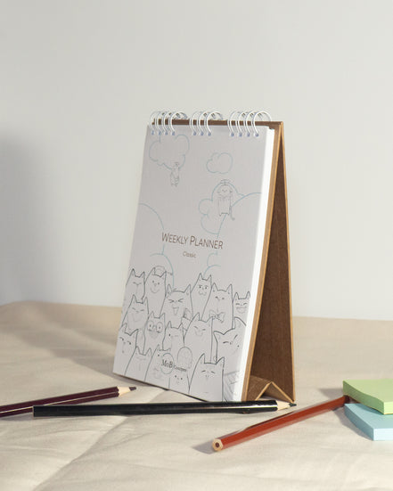 Weekly Planner with Cat Pencil Sketch
