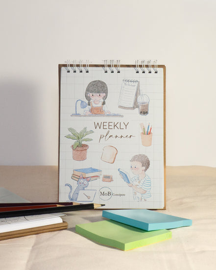 Weekly Planner with Study Time Illustrations
