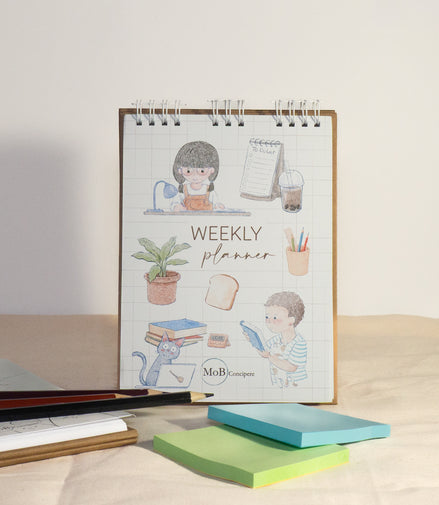 Weekly Planner with Study Time Illustrations
