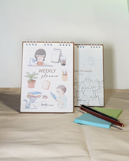 Weekly Planner with Cat Pencil Sketch